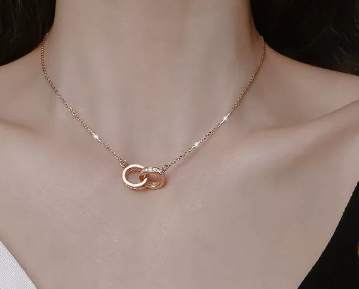 ÉCLAT™ — Double Ring S925 Silver Necklace